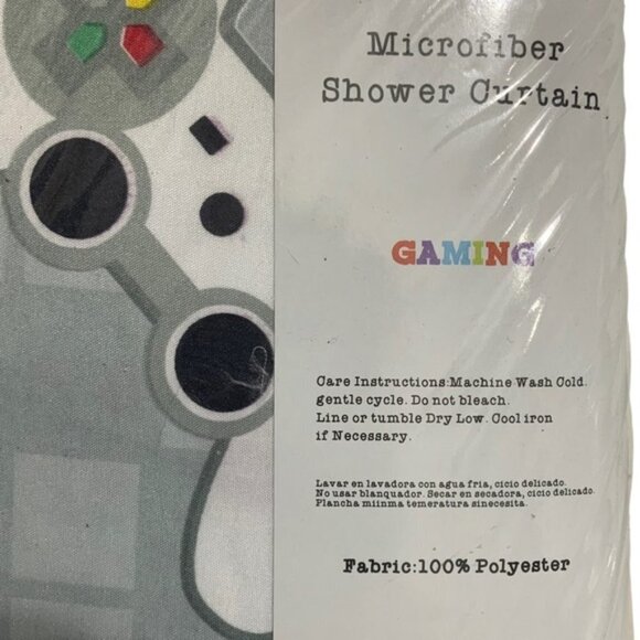Gamer Shower Curtain Video Game Hook Set Fabric Curtain 70 X 72 Green Grey Mult - Picture 5 of 15